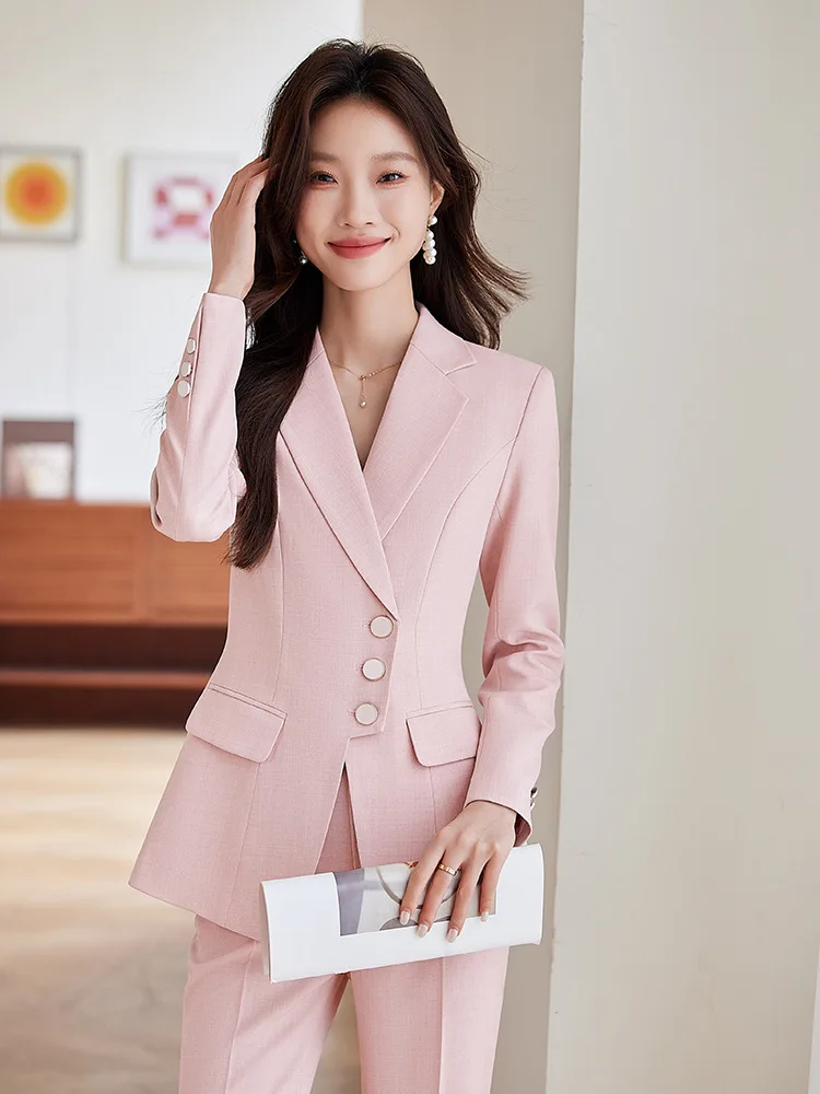 Tuta da lavoro elegante da donna, stagione primaverile, nuovo stile, sensazione di fascia alta per pendolarismo in ufficio, set professionale da 2 pezzi alla moda