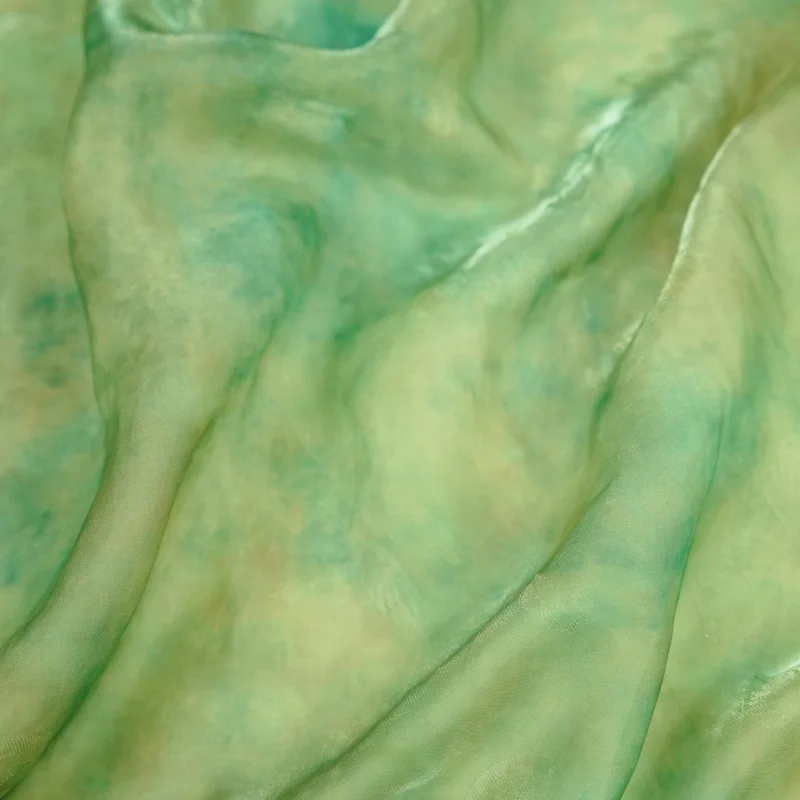 Spring and summer yellow-green gradient satin imitation silk fabric for designer shirts, Hanfu, and cheongsamsdiyFabricA