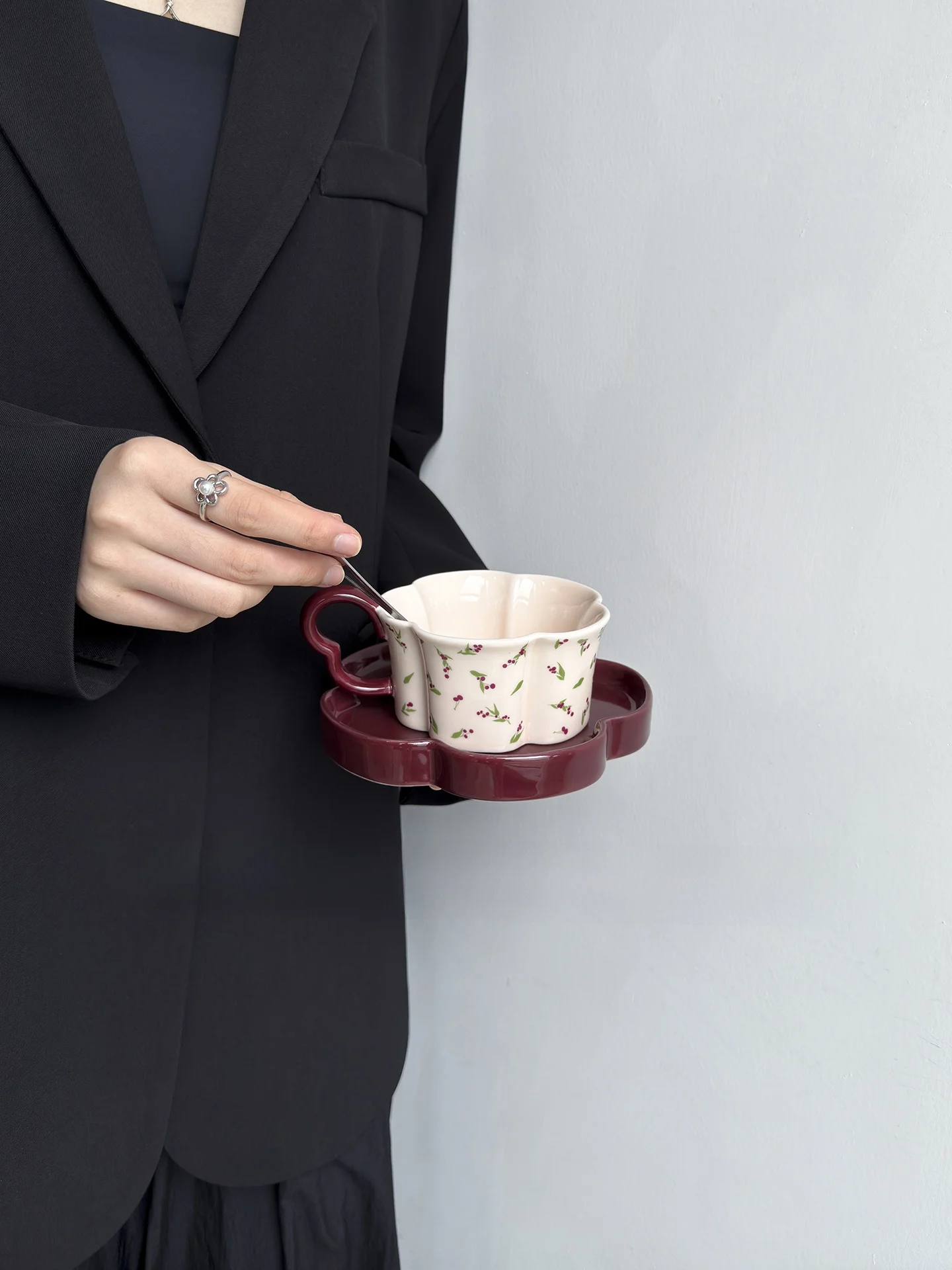 Retro Kiraz Desenli Seramik Ka - Young Tea Coffee incelemesi ve fiyatı