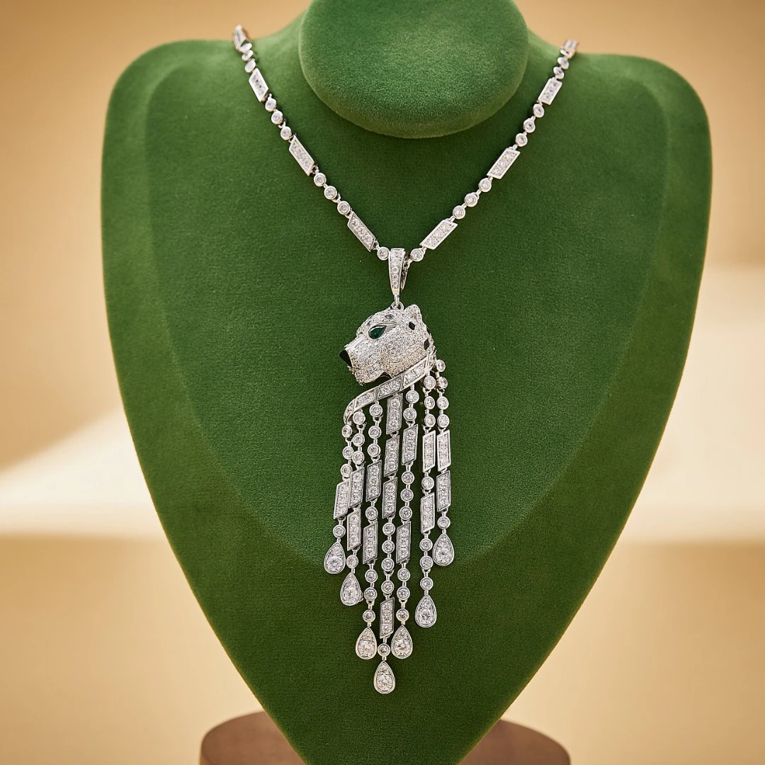 

Luxury High Quality Beautiful Tassel Leopard AAA Zircon Drop Earrings Necklace Sets For Women Charm Fashion Party Jewelry Gift