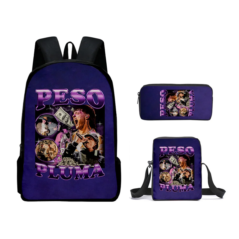 Peso Pluma Merch Backpack 2023 New Album Daypacks 3 Pieces Sets Zipper Rucksack School Shoulder Bag Pencil Bag