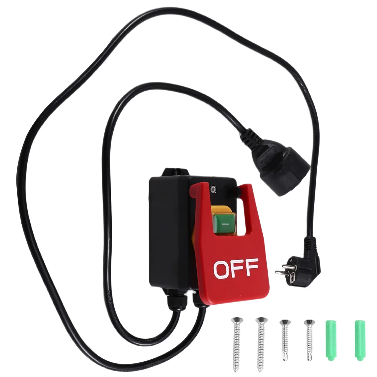 A002 250V Single-Phase on/Off Switch Safety Switch, Zero Voltage Switch with Socket Emergency Off Switch EU Plug