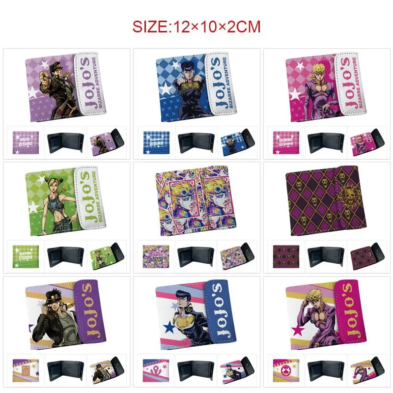JoJo's Bizarre Adventure Jonathan Joestar Cartoon-Muster, versteckte Schnalle, kurze Geldbörse aus Leder, Aufbewahrung für Studenten, Münzgeldbörse, Geschenk – Detail 39