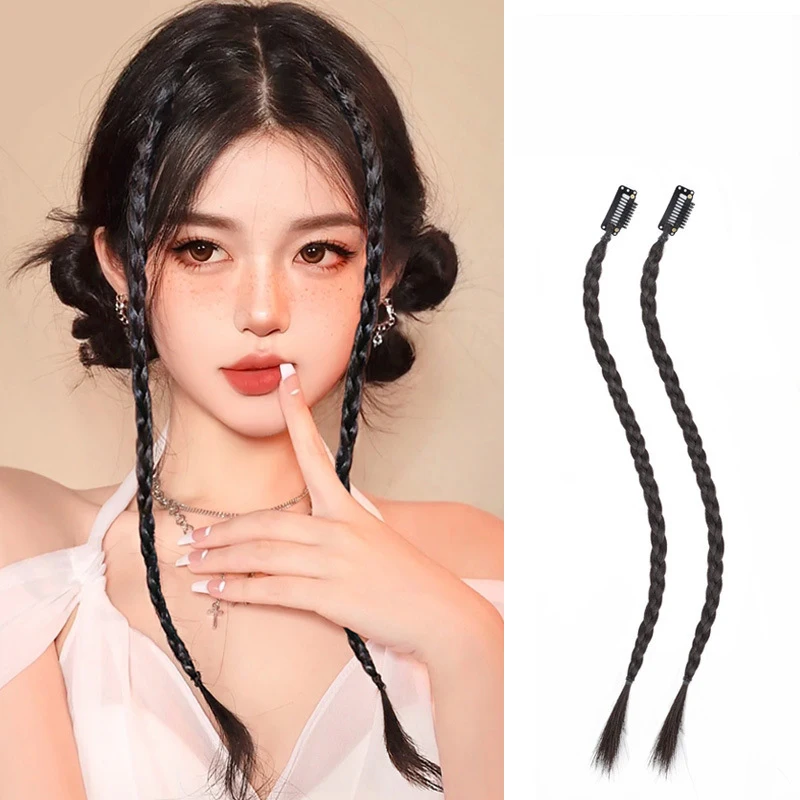 2pcs/set y2k Colorful Braided Wig Hair Clip for Women Fashion Cute Girl Wig Accessories