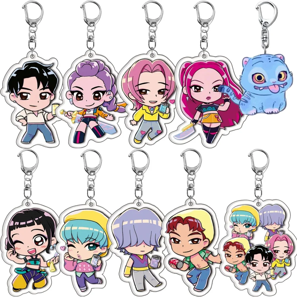 10 pezzi portachiavi cacciatori di demoni per bambini decorazione festa di compleanno riempitivi sacchetti regalo riempitivi forniture per feste ricompensa di carnevale scolastiche