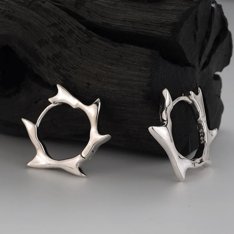 100% 925 Sterling Silver Irregular Earrings for Women Girl Simple Smooth Geometric Design Jewelry Party Gift Dropshipping