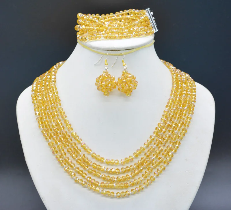 

Exquisite. charm Nigerian Crystal Beads Jewelry Set ,Wedding Crystal Necklace