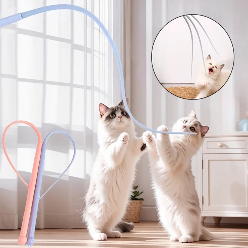 Katze Interaktives Spielzeug Simulierte Maus Schwanz Katze Teaser Spielzeug Lustige Silikon Maus Lange Schwanz Stick Katze Spielzeug Indoor Kätzchen Teaser Stick