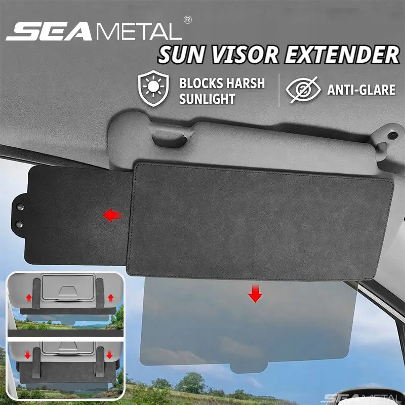 SEAMETAL Universal Car Sun Visor Extension Anti-Glare Driving Shield Blocks Harsh Sunlight Side Downward Slide Sunshade Pad