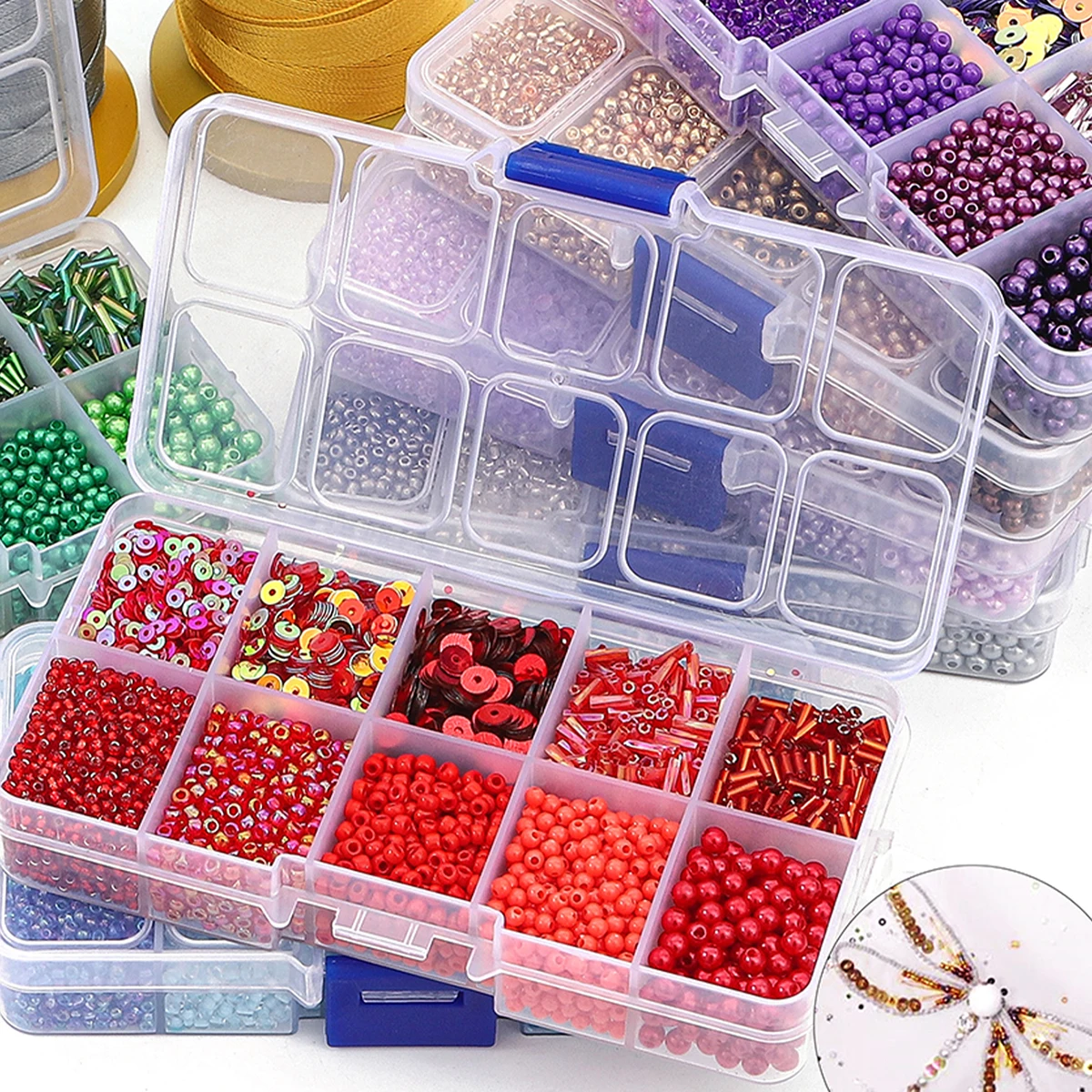 10 Grids Mixed Glass Seed Bead - Embroidery Kit Set ulasan dan harga