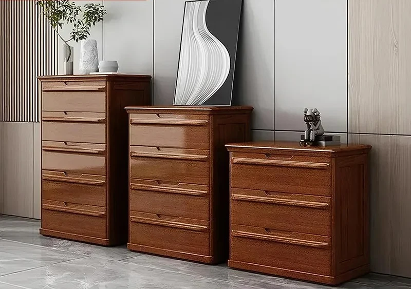 Solid Wood Chest of Drawers Modern Simple Bedroom Storage Cabinet Red Sandalwood Dresser Organizer Furniture for Home Office