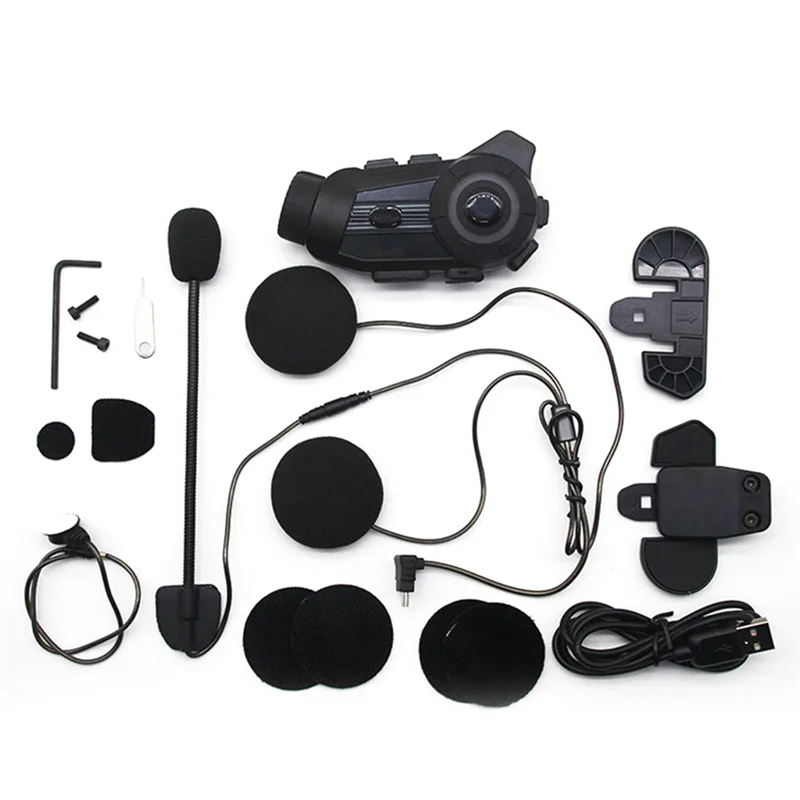 

ABMF-S3 Plus Motorcycle Helmet Bluetooth Intercom Headset 2K Video Recorder DVR Dash Cam Supports 6 People