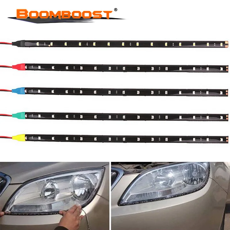 15SMD 1Pcs Car LED Daytime Running Light Flexible Decorative Light Car Auto LED Strip 30cm Waterproof Tape Ribbon Lamp DC 12V