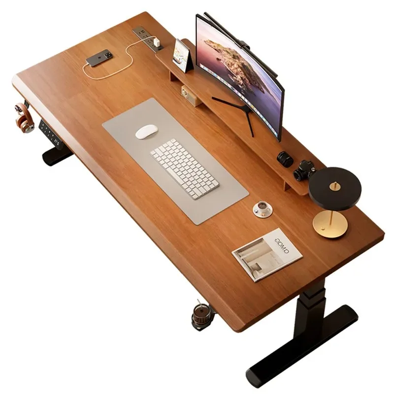 Solid wood electric lifting table computer table household desk