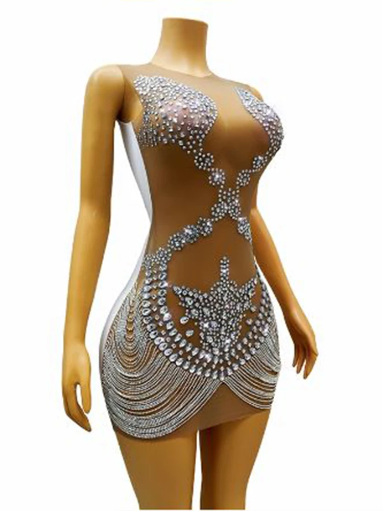 High Quality Hot Diamond Contrasting Color Elastic Wrap Buttocks Dress 2024 New Fashion Custom Women'S Clothing