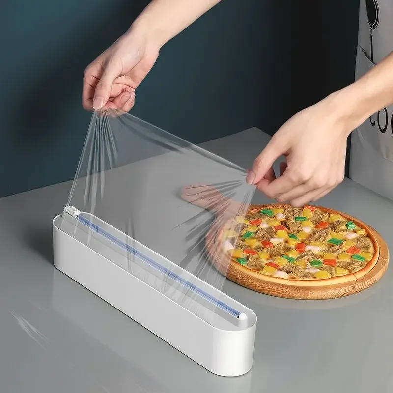 Cortador de película de plástico desechable para cocina, cubierta de película de plástico para el hogar, succión magnética montada en la pared específica para alimentos