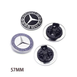 1pcs 57MM ABS New Blue Black Car Front Hood Star Logo Cover Bonnet Emblem Badge For Mercedes Benz AMG W204 W222 W212 Accessories