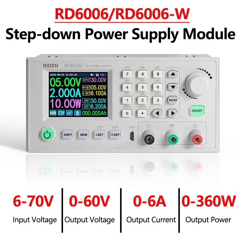 RD6006 RD6006W USB WiFi DC-DC Voltage Current Step-down Power Supply Module Buck Voltage Converter Voltmeter 60V 5A Power Supply