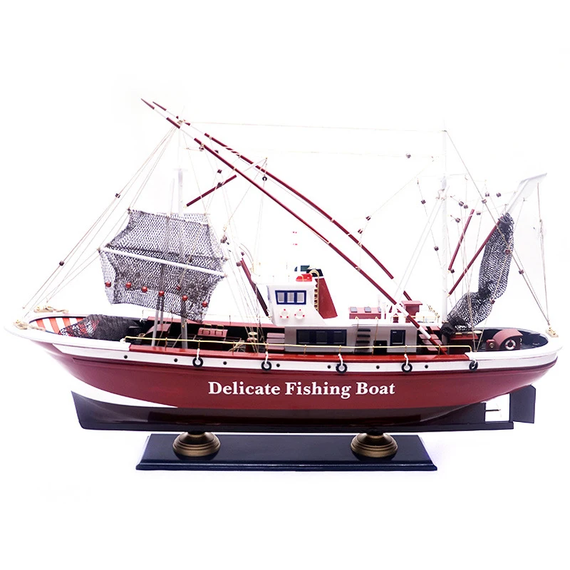 

Ship Model Assembled Wooden Ornaments Large Porch Decorative Crafts Simulation Fishing Boat Model Ornaments