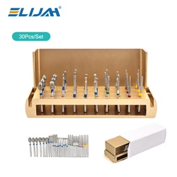 ELIJAH 30pcs Dental Diamond Burs Drill Aluminium Alloy Burs High Speed Handpiece Accessory Autoclavable for Dental Clinics