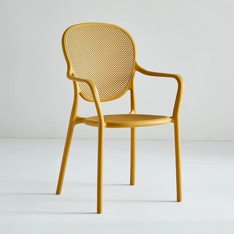 Plastic chair with armrests Household back stool can be stacked Thickened dining table chairs Outdoor balcony Leisure chair