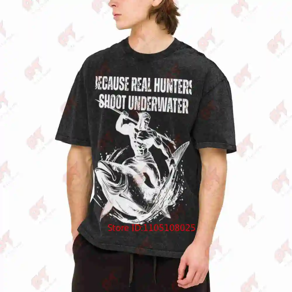 Bowfishing Spearfishing Hunting Fish Bold Tattoo Style Fishing Vintage Washed Tee Pure Cotton T-Shirt