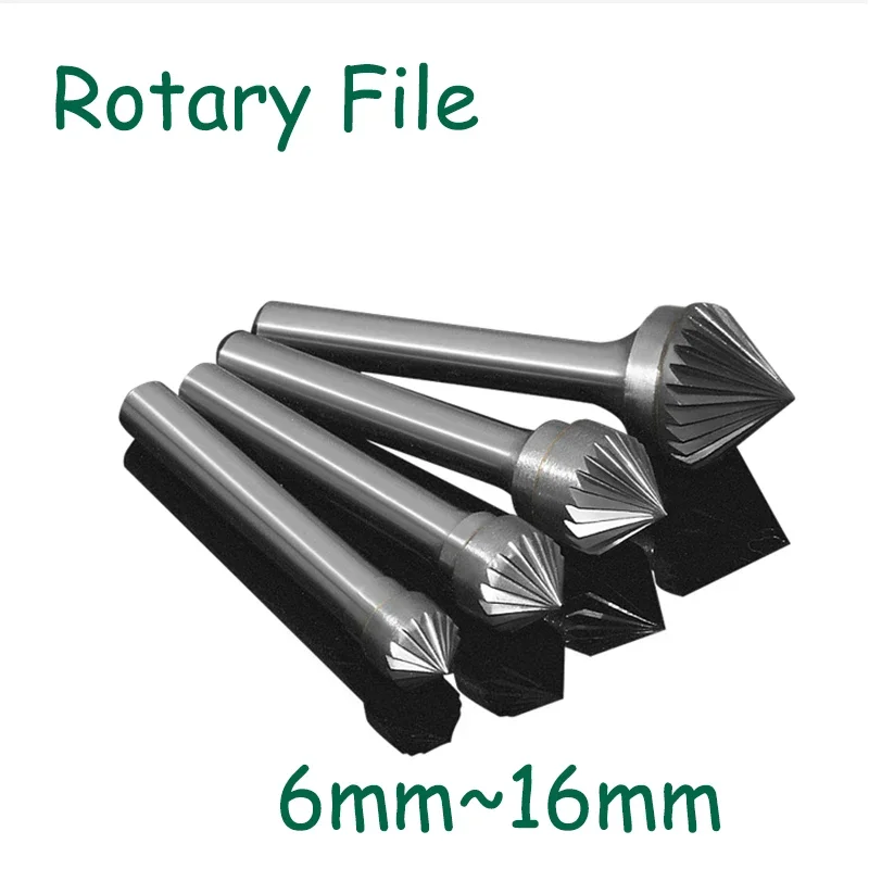 Grinding Head 90 degree Conical Alloy Hard Metal Wood Carving Tungsten Steel Rotary Boring Cutter K-type File Boring Tool