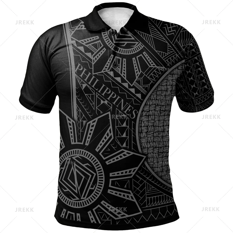 Vintage 3D Print Philippines Ethnic Polynesian Patterns Polo Shirt Proud To Be Philippines Graphic Polo Shirts For Men Polos Top