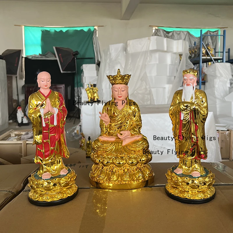 Resin Buddha statue Ksitigarbha king protector Bodhisattva for safety home decoration 1pc