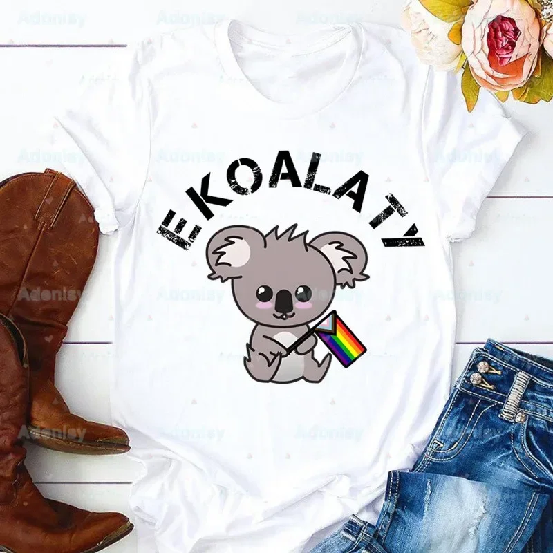 Koala Cute T Shirt Women 90s Graphic T-shirt Harajuku Tops Tee Cute Short Sleeve Animal Kawaii Cartoon Tshirt Female Tshirts