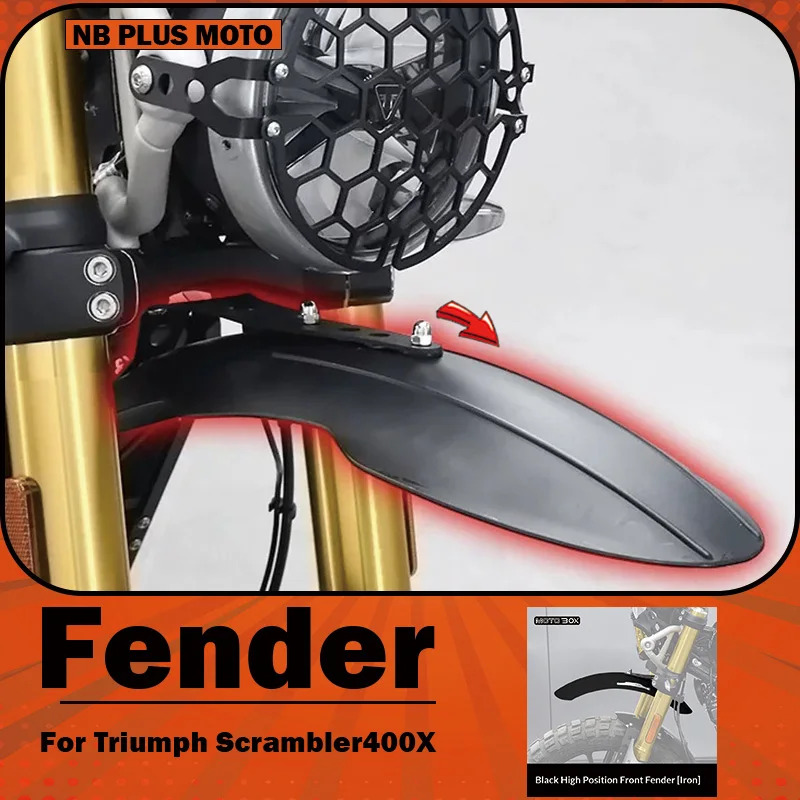 【Premium】For Triumph Scrambler 400X Customized High-Position Off-Road Fender, Retro Bird’s Beak-Style Front Lip and Mud Guard Ac