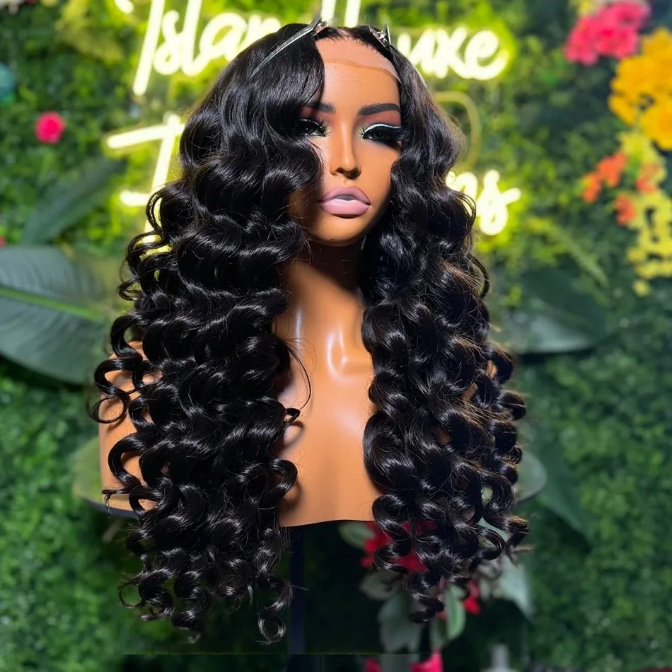 

Deep Wave Frontal Wig 13x4 HD Transparent Curly Wigs PrePlucked Synthetic Lace Front Wig High Quality Heat Resistant Daily Wear