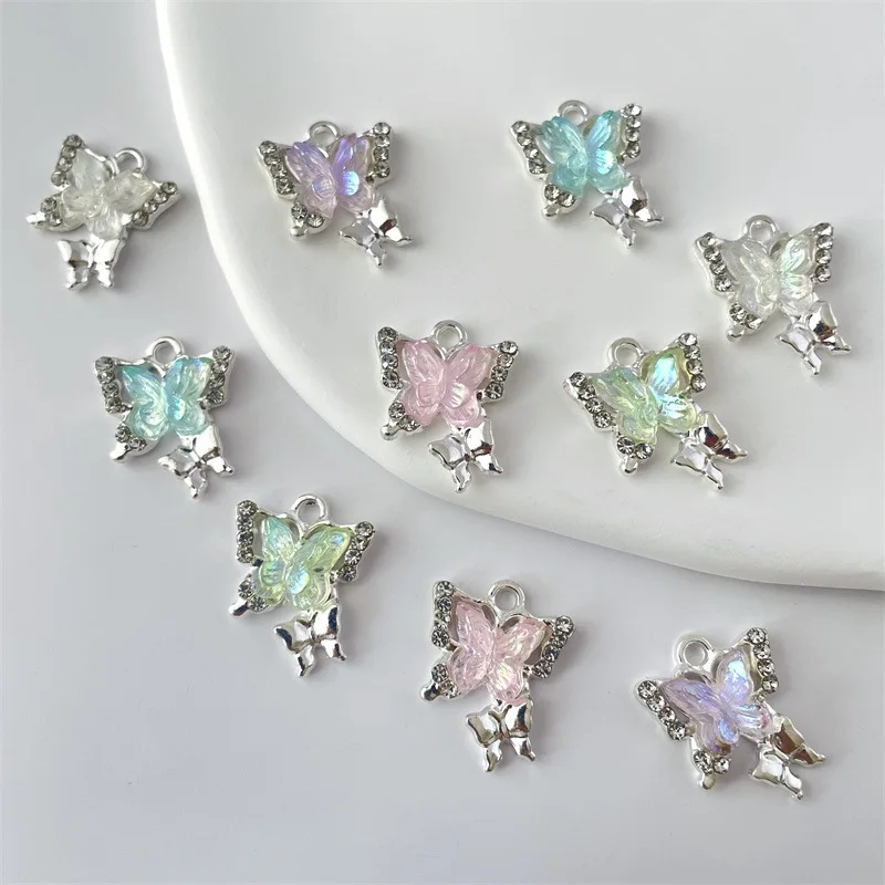 Sweet Fairy Double-Layer Trailing Butterfly Pendant Plated Charm for DIY Jewelry Making Beading Components for Necklace Bracelet