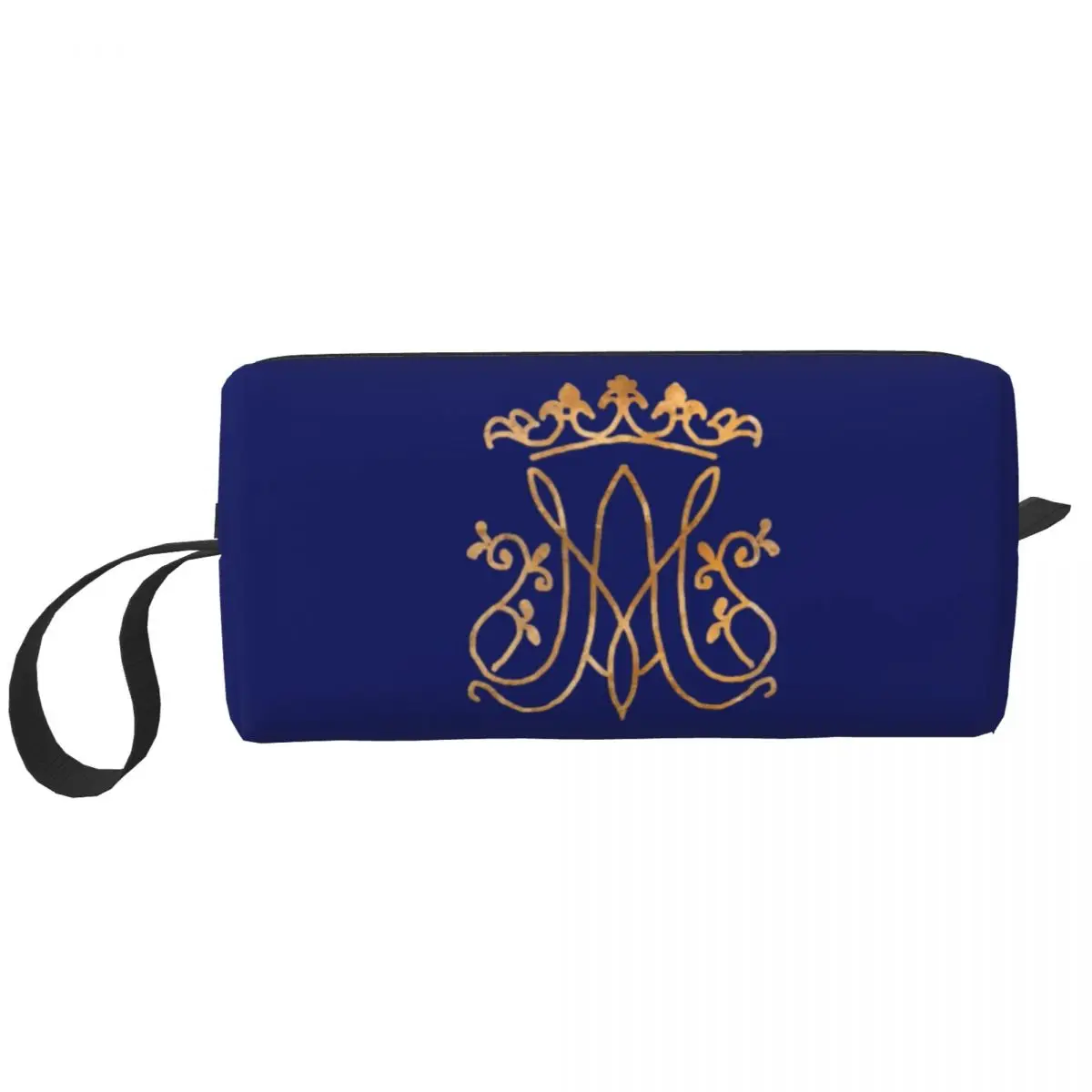 Travel Ave Maria Monogram Toiletry Bag Portable Catholic Jesus Makeup Cosmetic Organizer for Women Beauty Storage Dopp Kit Box