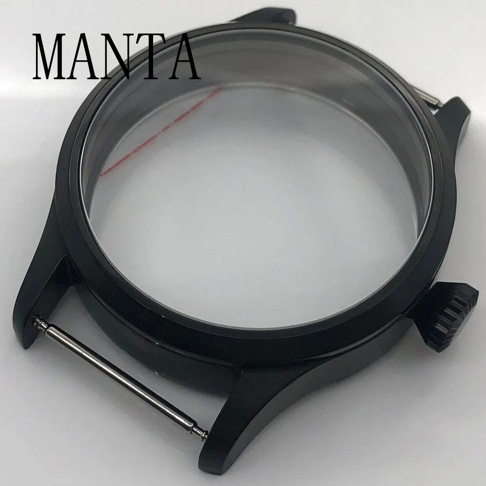 MANTA 42mm Stainless Steel Silver Black Brown Case Sapphire Glass Fit ETA6497/6498 Seagull ST3600 Movement Watch Parts