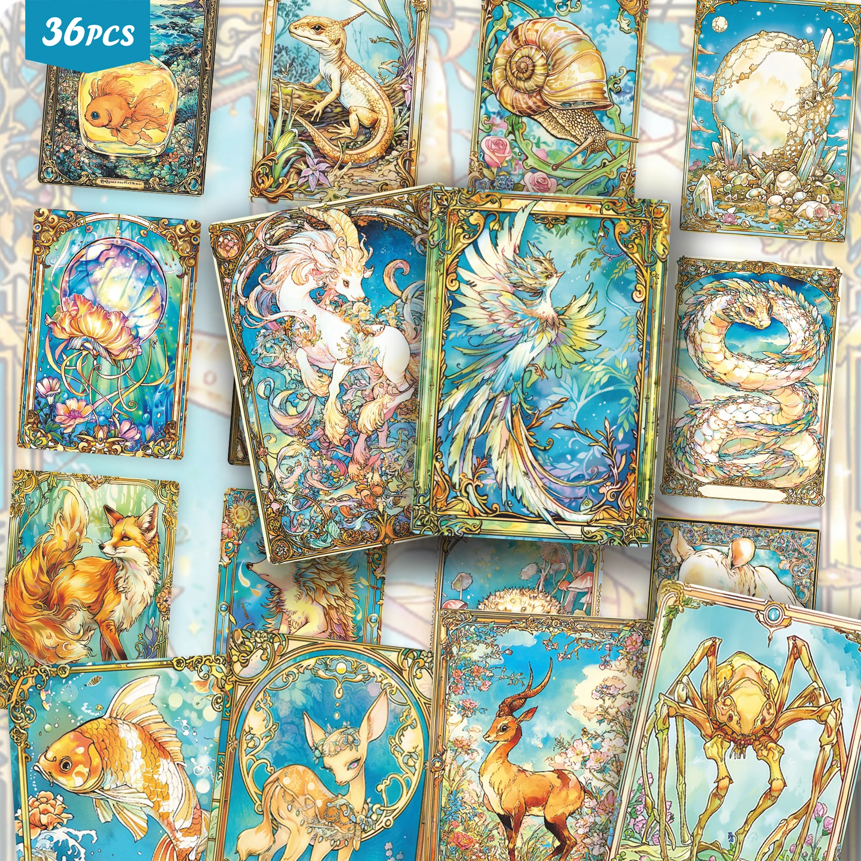 36PCS Whimsical Myth Beast Sticker Set for laptops, Fairy Tale Creature Designs, Great for Planner Decor & Collage Art