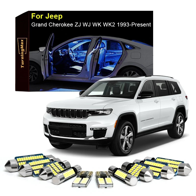 Canbus Interior Lighting LED Bulbs Package Kit For Jeep Grand Cherokee ZJ WJ WK WK2 1993-Now Indoor Lamps Lights Car Accessories