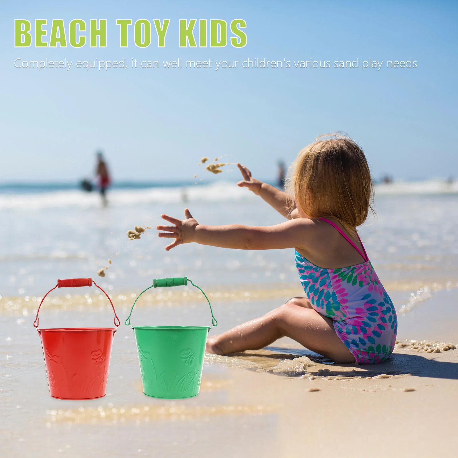 3Pcs Portable Sand Buckets Multi function Beach Toys Random Color Kids Accessory Strong Rustic Design Safe Premium