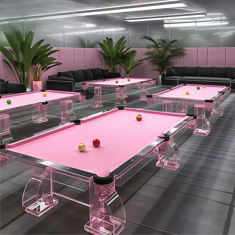 طاولة بلياردو منزلية فاخرة من الأكريليك الوردي بتصميم طاولة بلياردو طاولة بلياردو ترفيهية #4