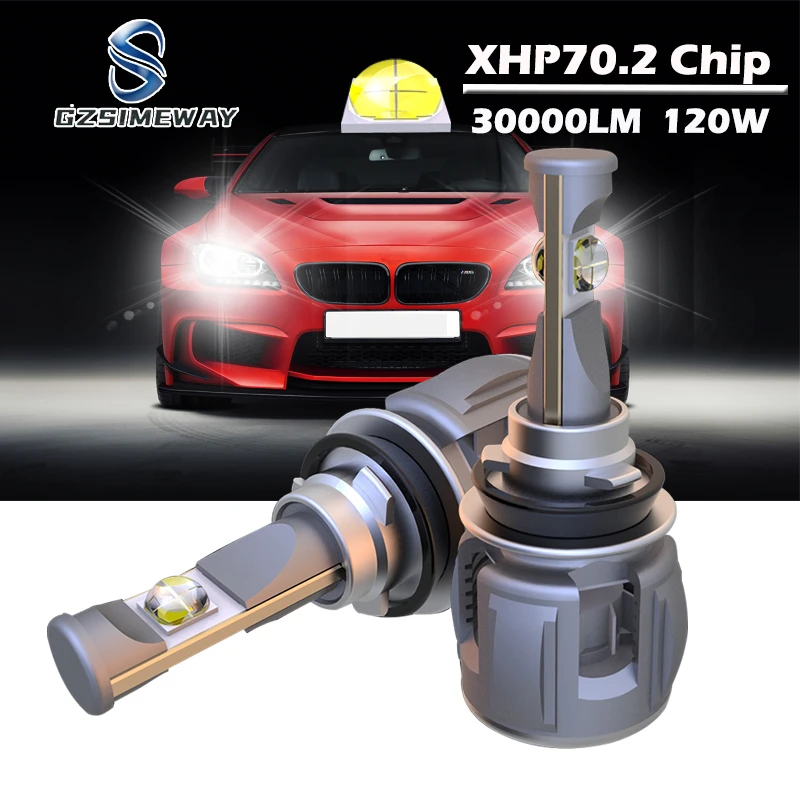 

2PCS Car Headlight H8 H11 LED Bulb 5500K H4 H7 HB3 HB4 9005 9006 9012 D2H Auto Lamp XHP70 Chip 30000LM Turbo Fog Light 6000K 12V