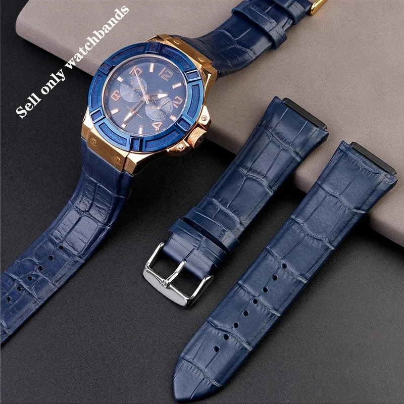 For GUESS Genuine leather watch strap W0040G3 W0247G3 W0040G7 Series blue cowhide watchband 22mm Men Wristband Bracelet