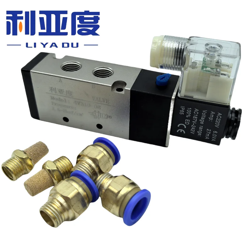 

4V310-10 4V310-08 Pneumatic Solenoid Valve 2 Position 5 Port Pneumatic Air Electromagnetic Valves DC12V DC24V AC110V AC220V