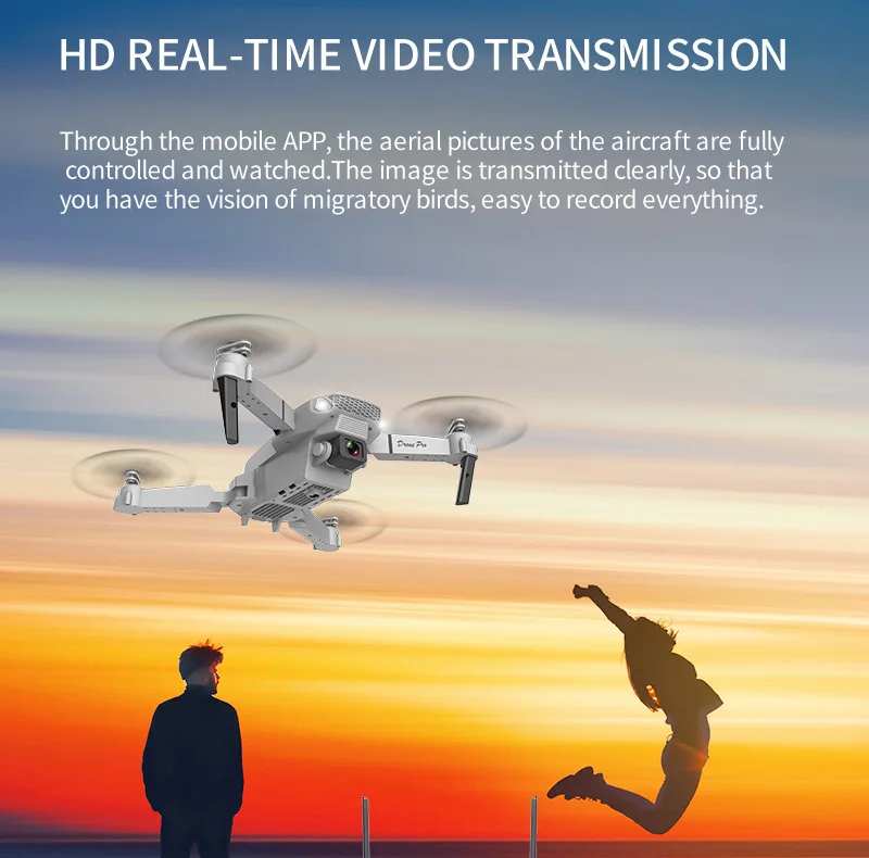 E88 RC Mini Drone Profesional 4K HD Dual Camera 2.4G Foldable Quadcopter WIFI Real-time Transmission Helicopter Toy for Boy Gift