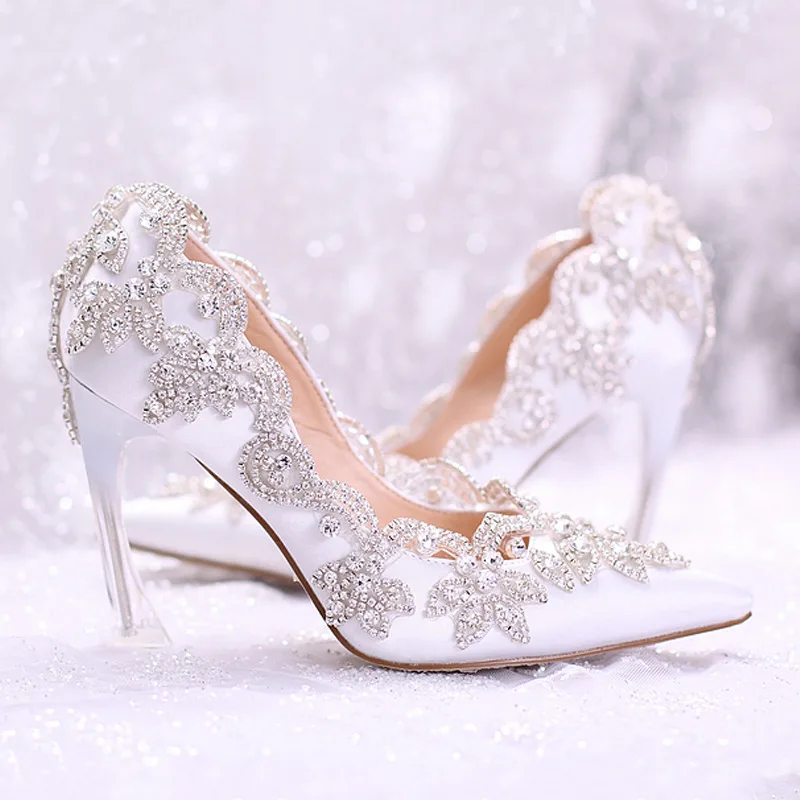 9cm Shallow Mouth Crystal and Ball Party Water Diamond Bridesmaid Shoes Foreign Trade Large Dinner Shoes