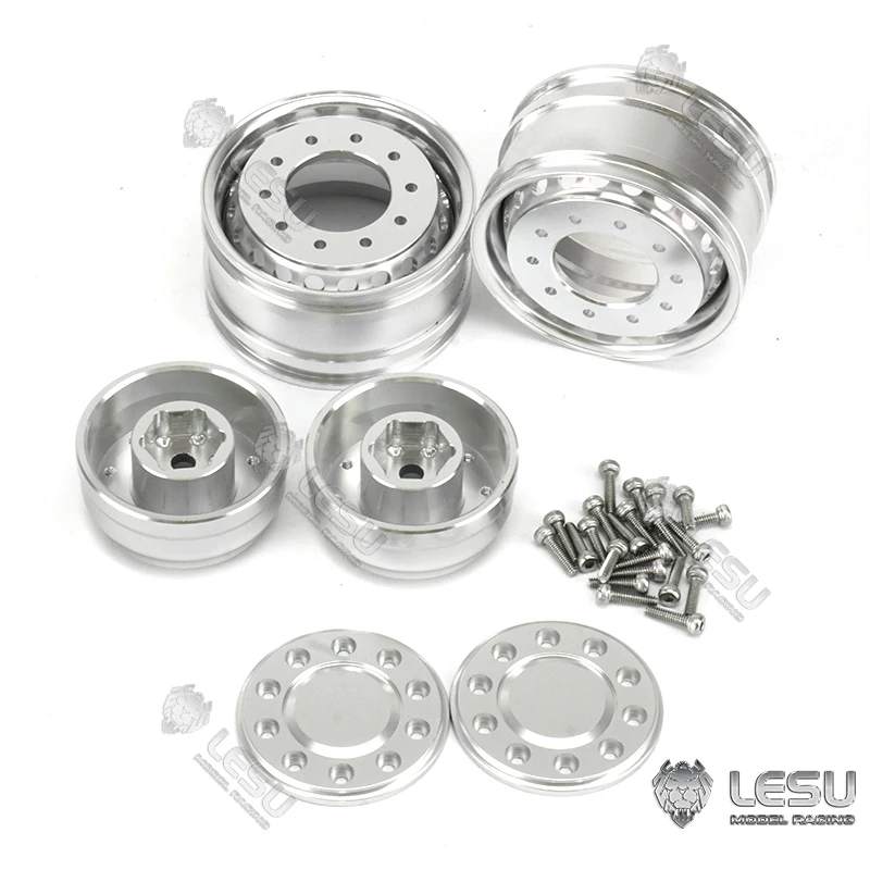Lesu metal liga de alumínio roda dianteira 20 buraco pneu largo W-2042 para tamiya 1/14 rc caminhão trator caminhão basculante modelo brinquedo peças