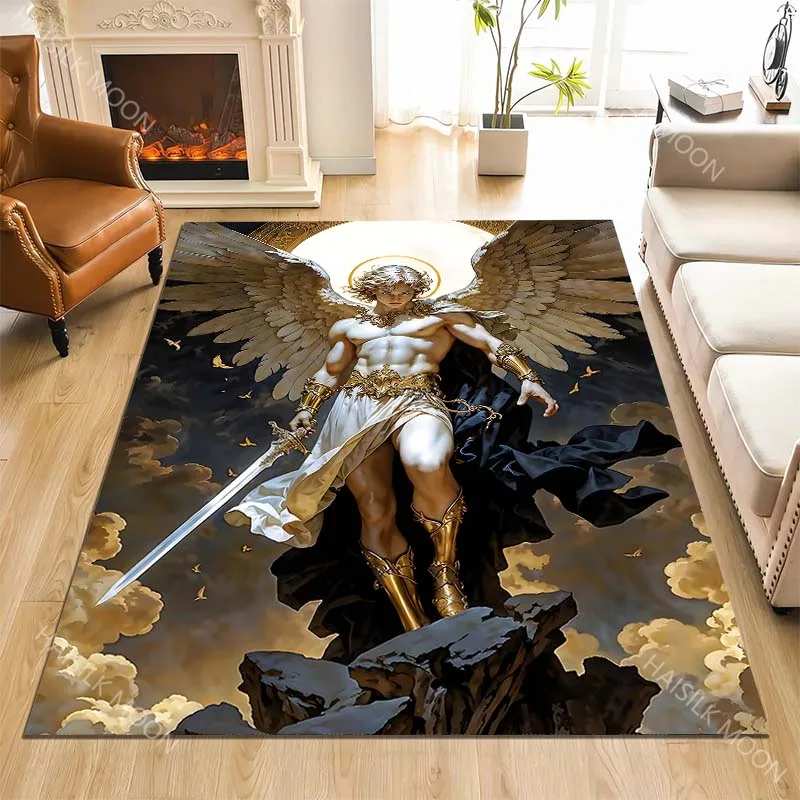 Angel halo golden armor Print Carpet Rug for Living Room Bedroom Sofa Doormat Home Decor Non-slip Floor Mat