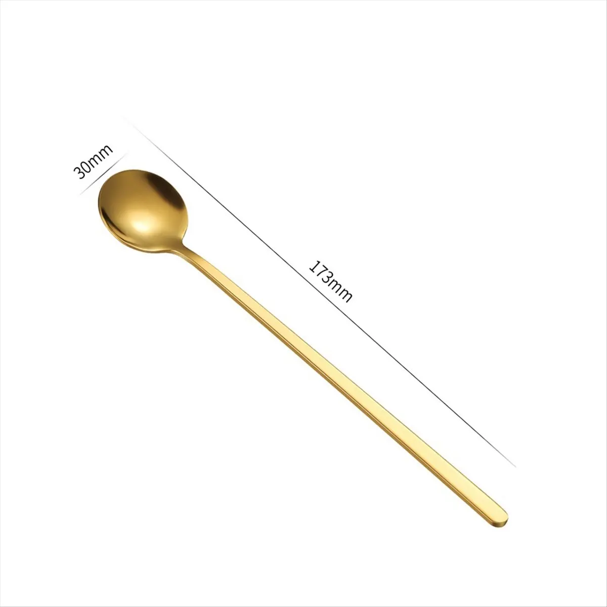 12 Pcs Coffee Spoons Set Gold Tea Spoons Long Handle Stirring Spoons Coffee Rounded Stirring Spoon Honey Dessert Spoon &LICG
