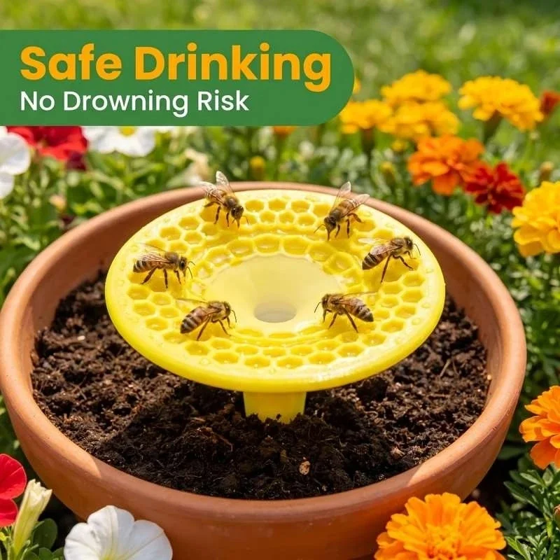 Bee Water Feeder Garden Stake Yellow Blue Insect Water Station Landing Platform for Bee Butterfly Yard Ornament
