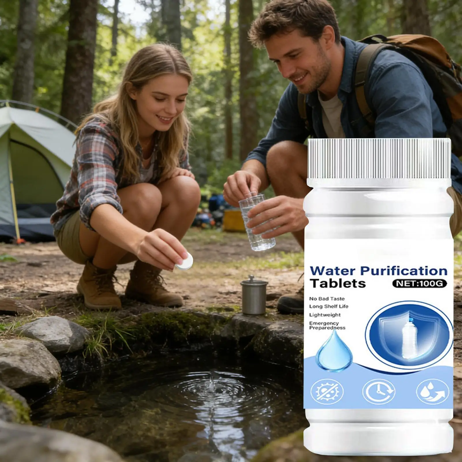 Picture 3: Potable Water Purification Tablets Safe Odorless Portable Effective Camping Hiking Water Filter Tablets for Backpacking Hunting