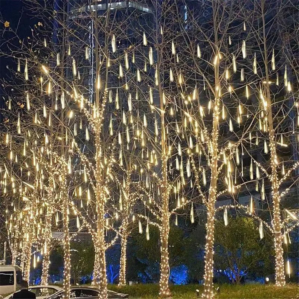 1/2/3/4Set New Year 30/50cm Outdoor Meteor Shower Rain LED String Lights Waterproof for Christmas Wedding Party Decoration Xmas